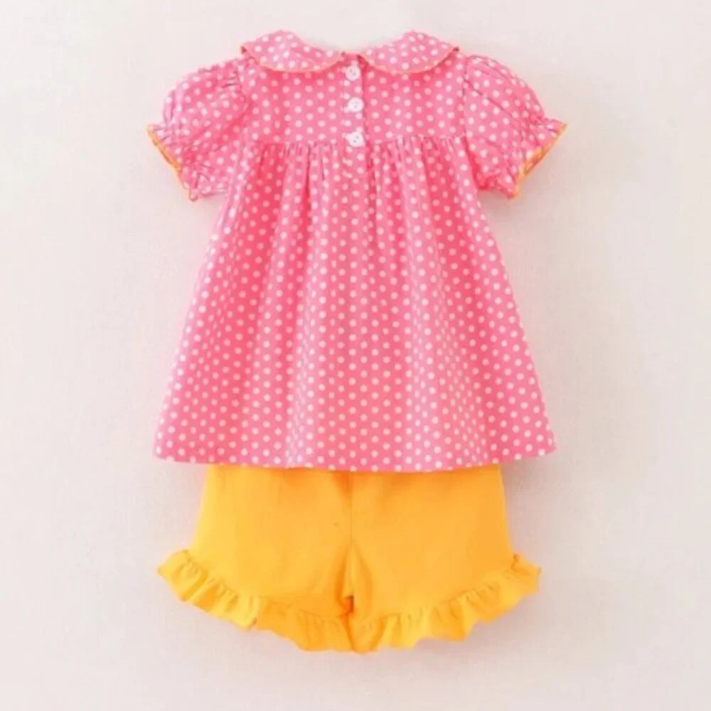 Boutique Girls Embroidered Tunic & Shorts Back to School Outfit Set